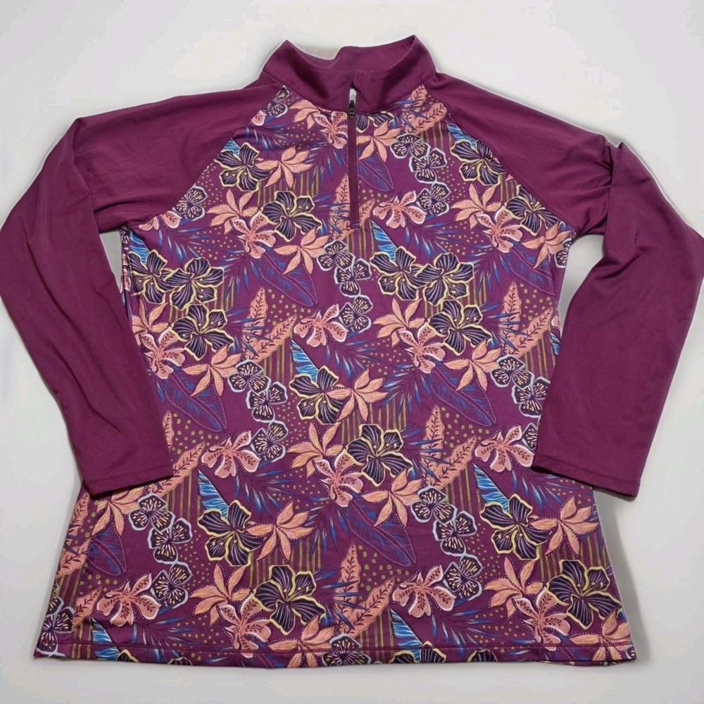 Reel‎ Legends Floral Performance Top -Pink and Orange Size L Womens